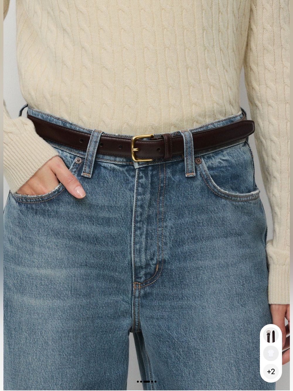 Aritzia Essential Solid Brass Leather Belt - Manor Brown